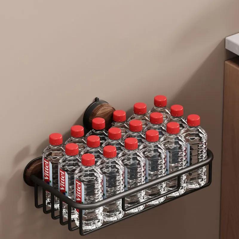 Suction cup walnut toilet tissue box no punching bathroom washbasin storage toilet roll paper storage rack toilet accessories