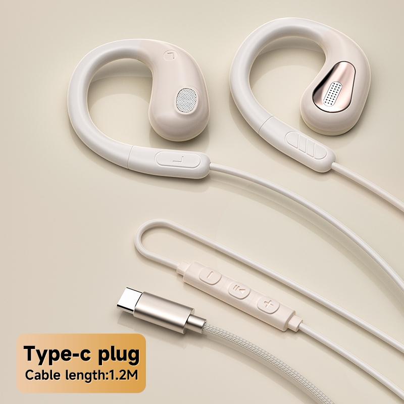 

3.5mm Not-in Ear Headphones TP-C Wired Open Ear Sports Gaming Headset Hifi Sound Music Earphone with ENC MIC for Clear Calls TP-C skin color