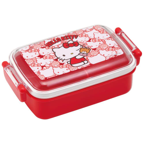 Skater Kids' Lunch Box, Single Tier, 450ml, Soft Dome Shape, Hello Kitty Design, Ushiro Shiro, Sanri, Antibacterial, Made in Japan, RBF3ANAG-A