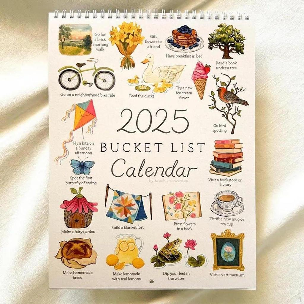 Bucket List Calendar Ornament to Do Thick Planner Sturdy Handcraft Wall Hangable