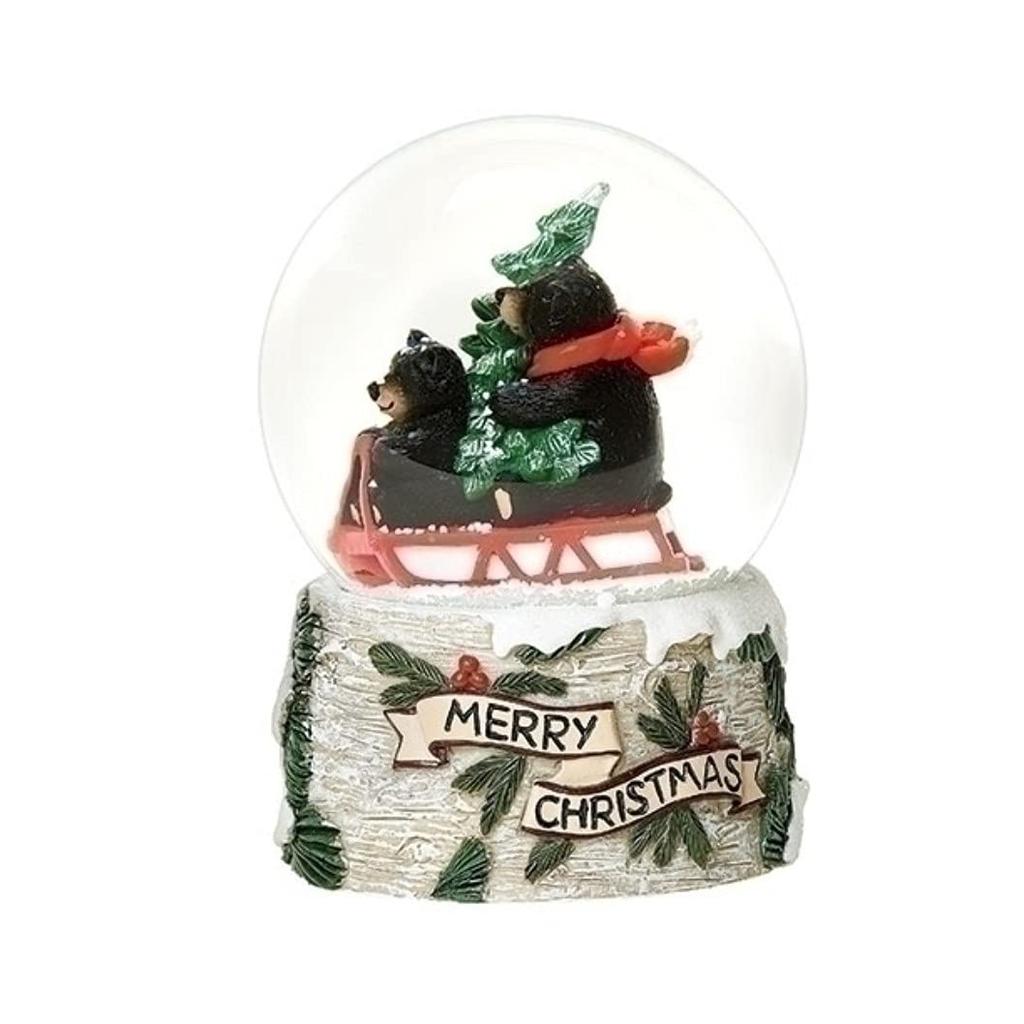 Bear Musical Snow Globe RomanBlack O'Slay W9.5×H14×D9.5cm