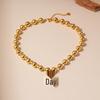 Retro European-American Beaded Titanium Steel Butterfly Flower Necklace with High-End Style