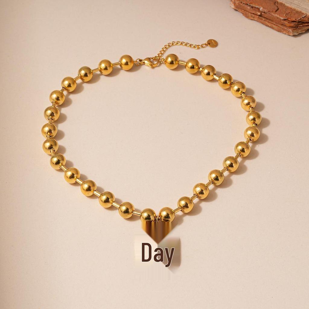 Retro European-American Beaded Titanium Steel Butterfly Flower Necklace with High-End Style