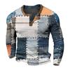 T-shirt Top da Uomo Girocollo Rete Trendy Stampata 3D a Manica Lunga