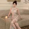 Women's temperament retro improved cheongsam split slim dress