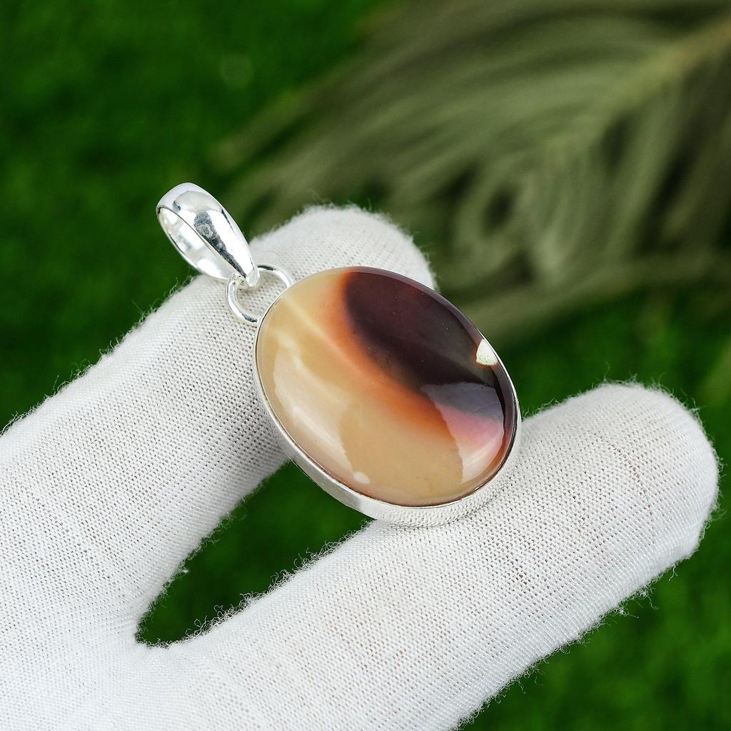 Oval Natural Mookaite 925 Silver New Daughter Elegant Birthday Boho Pendant