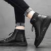 Fashion High-quality Fashion High Top Men's Leather Boots British Style Platform Boots for Men Soft Soled Men's Boots Resistant Shoes