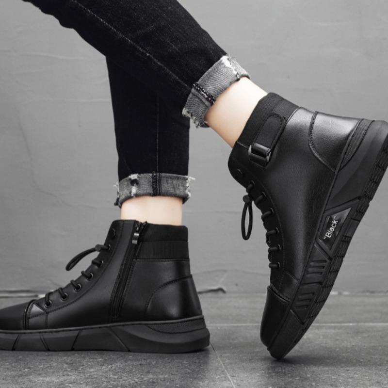 Fashion High-quality Fashion High Top Men's Leather Boots British Style Platform Boots for Men Soft Soled Men's Boots Resistant Shoes