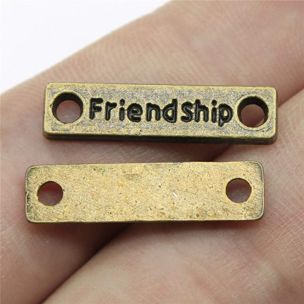 20 stuks Woord Connector Bedels Voor Sieraden Maken Antiek Brons Zilverkleurige Hangers DIY Ambachten Maken Onderdelen Tibetaanse Sieraden