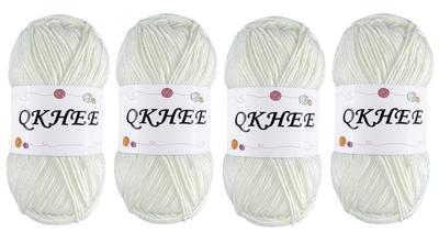 QKHEE Wool Cotton Medium Thick Solid Color 4 Balls Set 1 Ball 100g 200m Crochet Knitting Yarn Stuffed Animal Yarn Approx. Approx. (Cream)