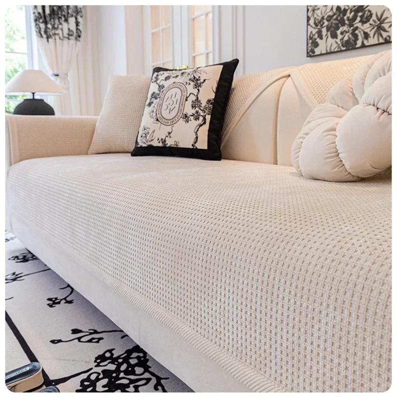 1 Stück Waffel-Plaid Sofa-Handtuch Rutschfester Chenille Sofa-Sitzüberzug Universal Couch Kissenpolster Rückenlehne Armlehnenbezug Zuhause