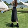 Spring Summer Women's Plus Size High Waist Casual Denim Split Skirt Mid-length A-line Hip Skirt