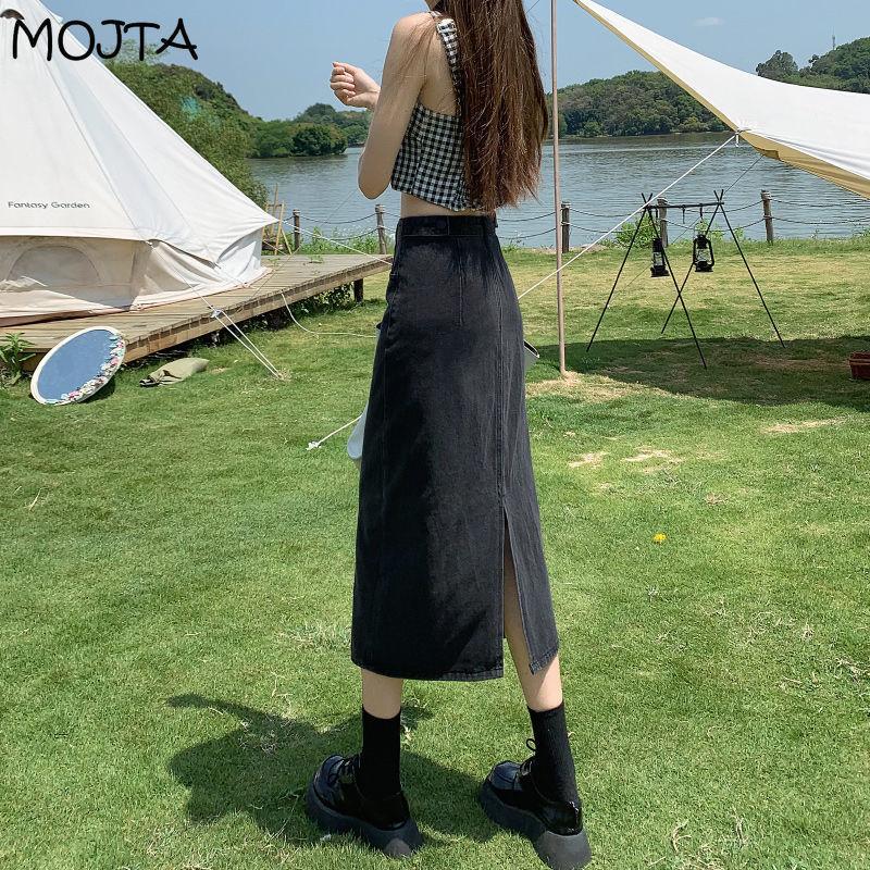 Весенне-летняя женская повседневная джинсовая юбка с высокой талией больших размеров — фото 3