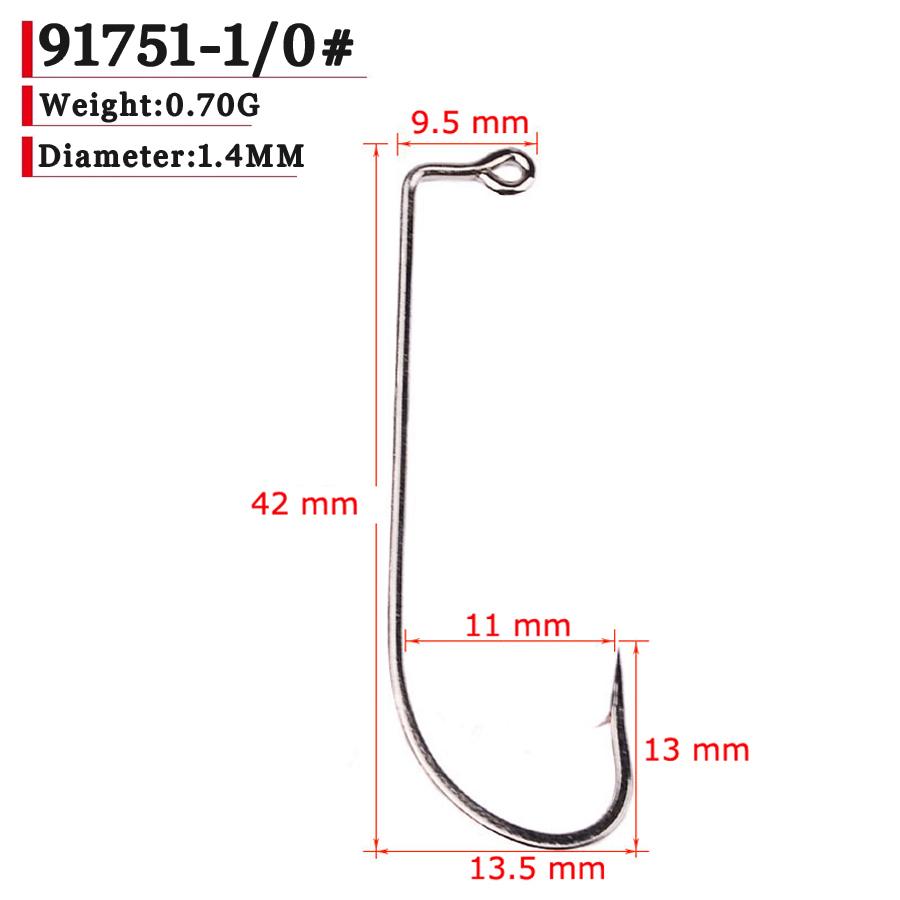 Lot 50pcs Jig Fishing Hooks 72A High Carbon Steel Silvery Fishhook Barbed Annular Sharpened Tip Hook Saltwater Bass 2#-5/0#