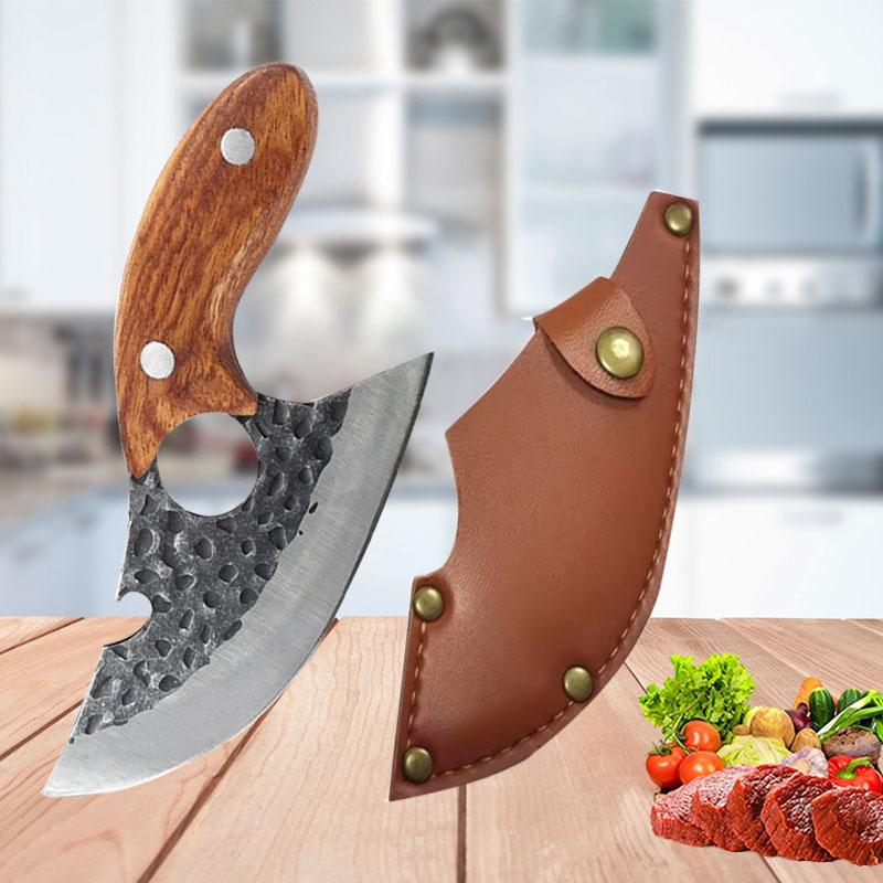 

Кухонный нож для разделки мяса, небольшой нож для мяса с открывашкой для бутылок, ручной ковки, нож с полным хвостовиком для кухни, поварской нож