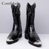 Men’s Motorcycle Boots Western Boots Black Jockey Boots Casual Street Style Cool Brown High Boots Plus Size