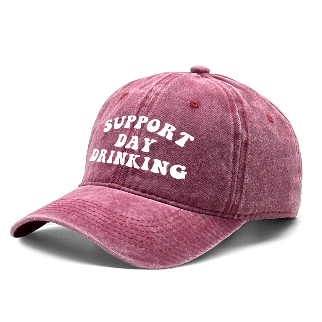 Unisex Adjustable Baseball Cap “Support Day Drinking” Dad Hat Washed Retro Snapback Caps Ideal Choice For Outdoor Accessory