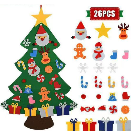 DIY Felt Christmas Tree with Detachable Ornaments Interactive Holiday Activity for Kids to Develop Motor Skills Wall Hanging Decor for Bedroom