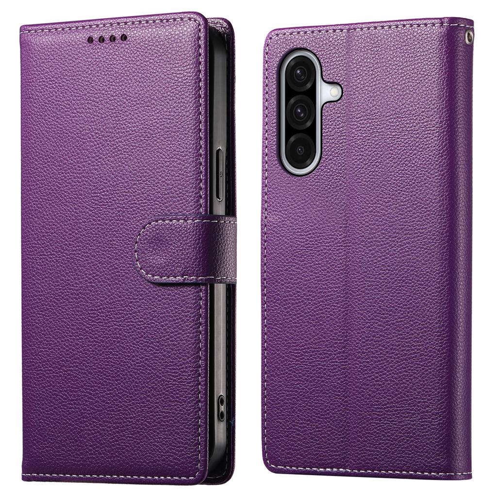 DF-012 Für Samsung Galaxy A36 5G Hülle Litschi-Textur Leder Magnetischer Verschluss Brieftasche Ständer Handyhülle