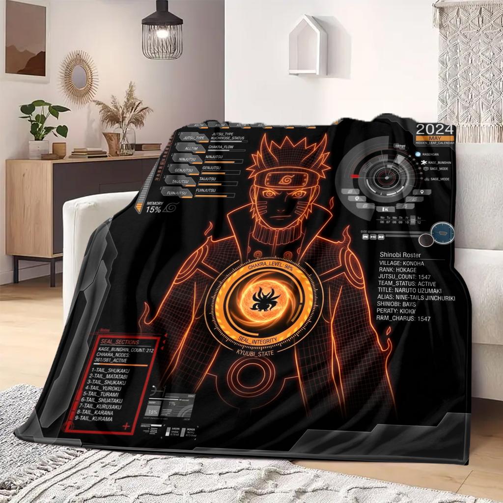 Naruto Flannel Blanket Trendy Print Fit For Bed Sofa Bedroom Chair Picnic Travel -HE5