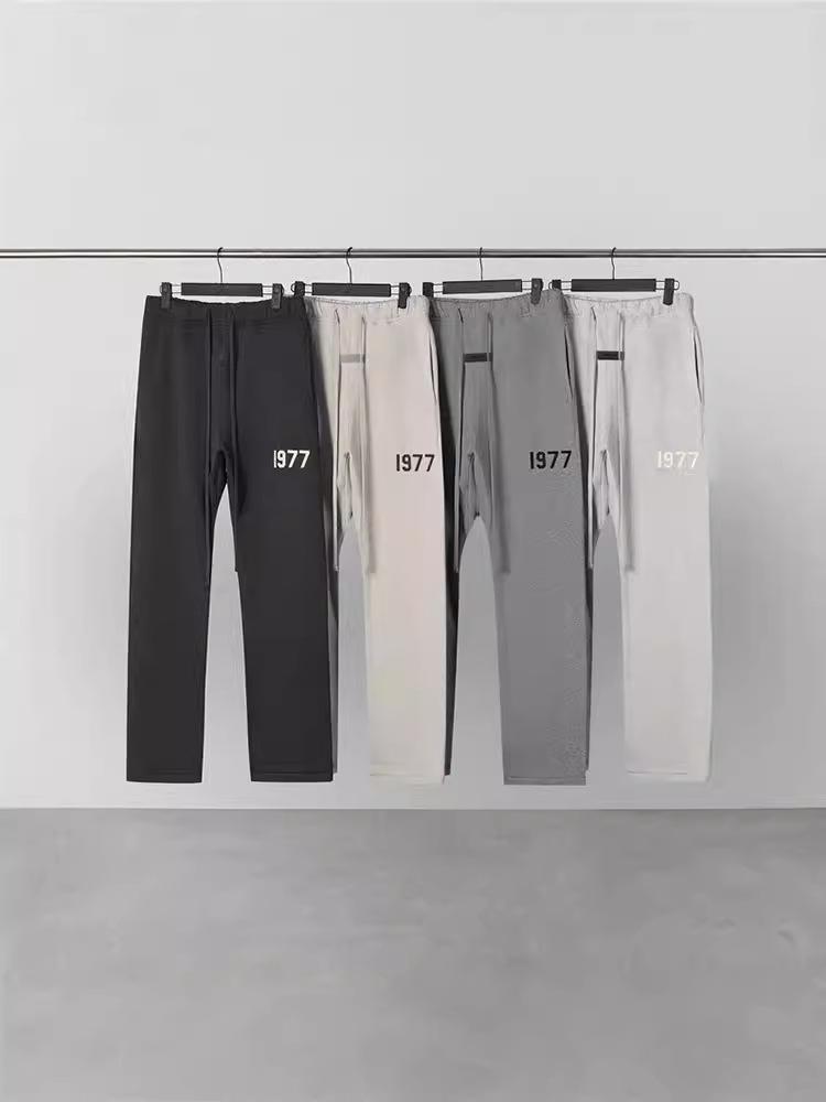 ESSENTIALS 1977 FOG Pantaloni Sportivi Casual Larghi alla Moda High Street con Velluto