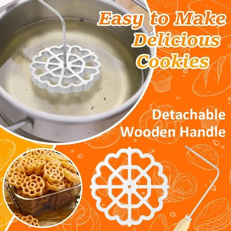 Bunuelos Mold Aluminum Alloy Rosette Maker Mold with Handle Pastry Tools Waffle Cookie Molds Baking Kitchen Accessories