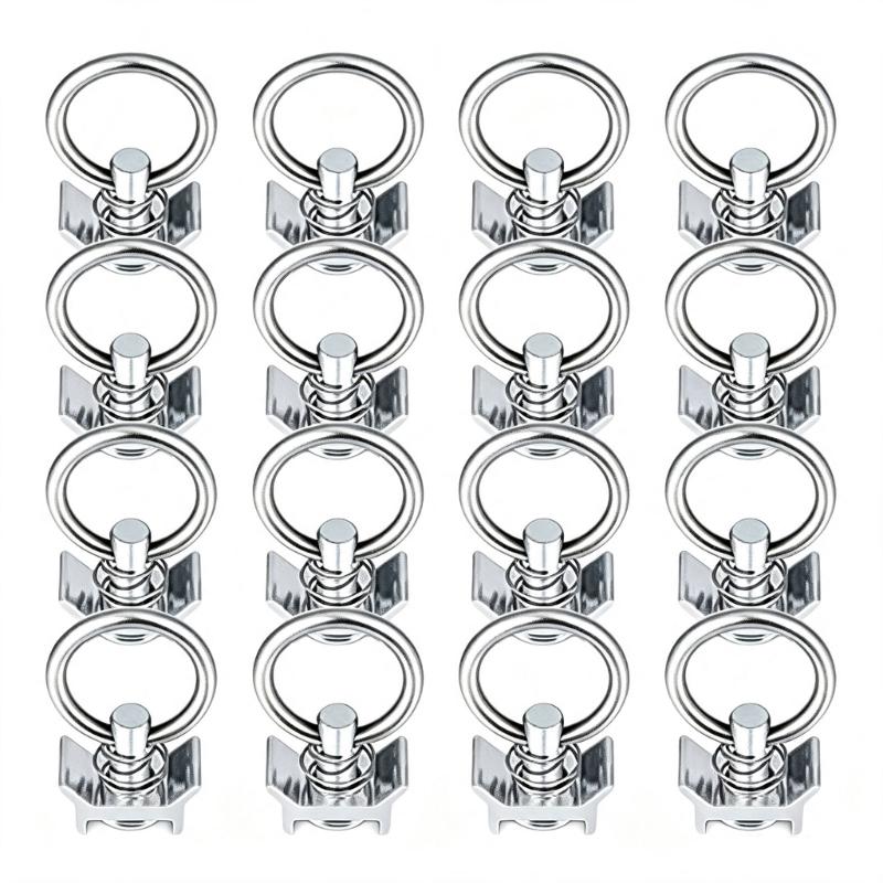 L Track Single Stud Fitting Cargo Rail Clips for Standard L-Track Channels, 16 Pack Tie-Down Hardware for Trailer