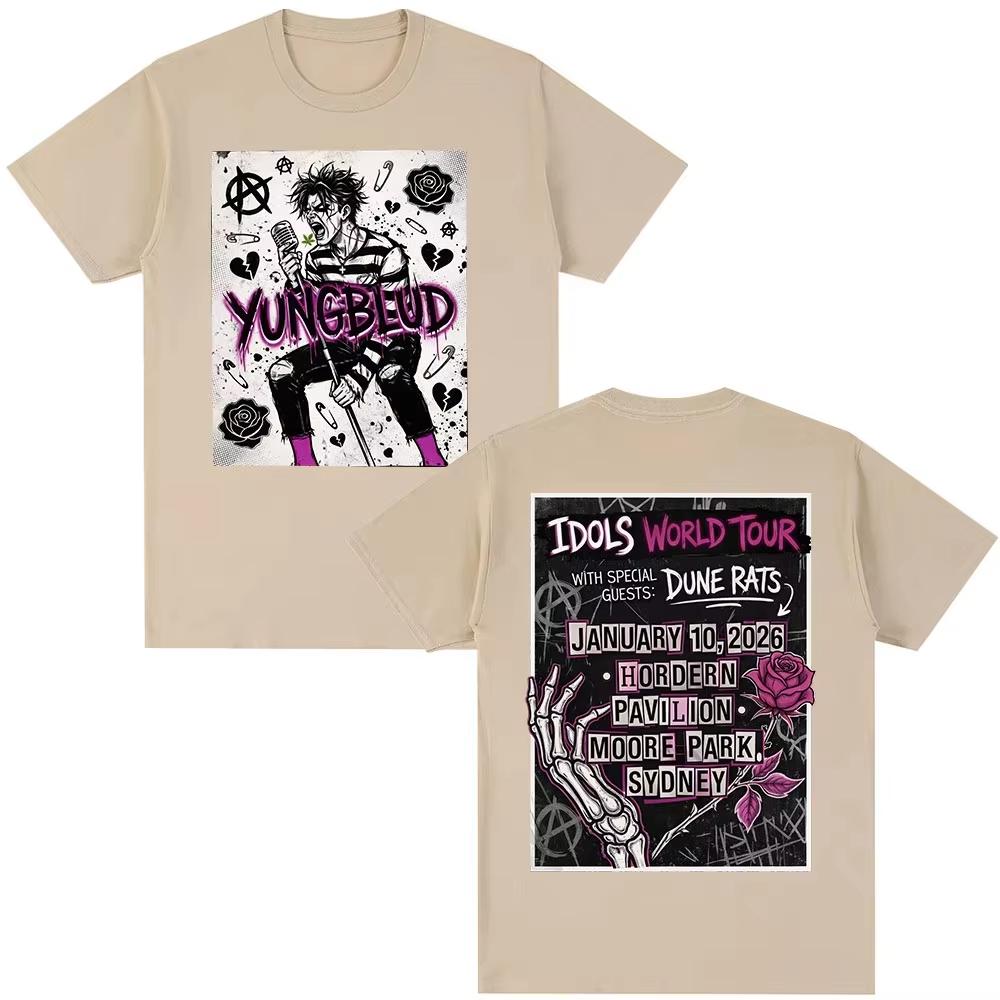 Singer Yungblud IDOLS World Tour Mens Fashion HipHop TShirt Comfortable and Breathable 2026 pure Cotton Casual TShirt