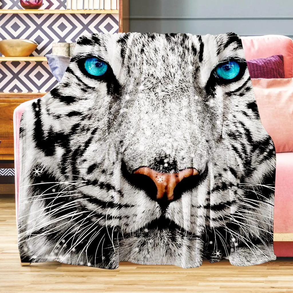 Tiger Blanket Super Soft Warm Bedding Animal Print Throw Blankets Sofa Couch Bedroom Decor Flannel Plush Blanket for All Season