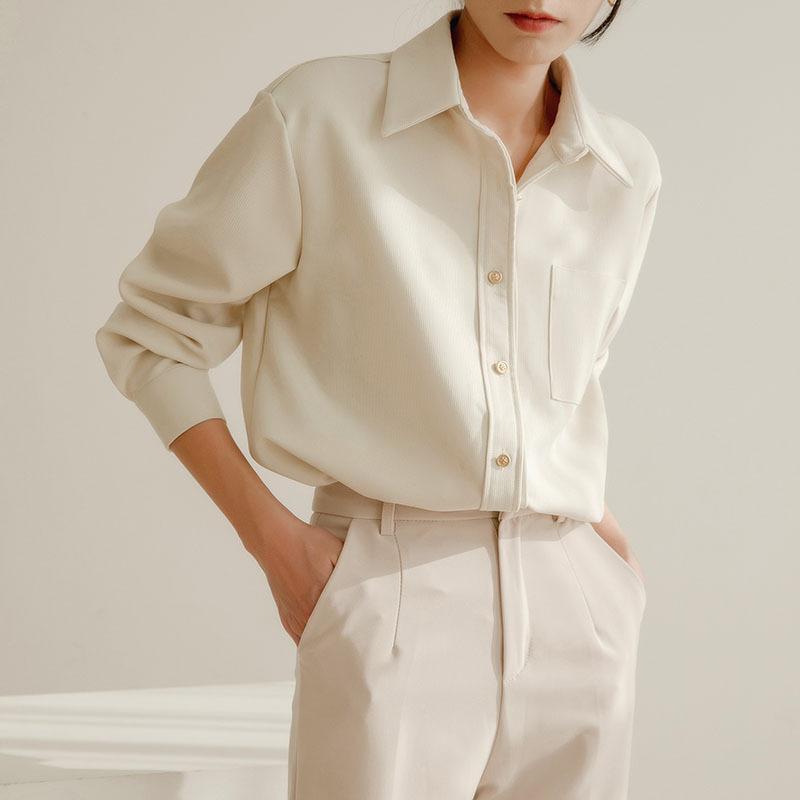 

Зимняя белая рубашка с длинными рукавами для женщин, свободная и высококачественная, вельветовая, универсальная рубашка с воротником-поло для поездок на работу XL