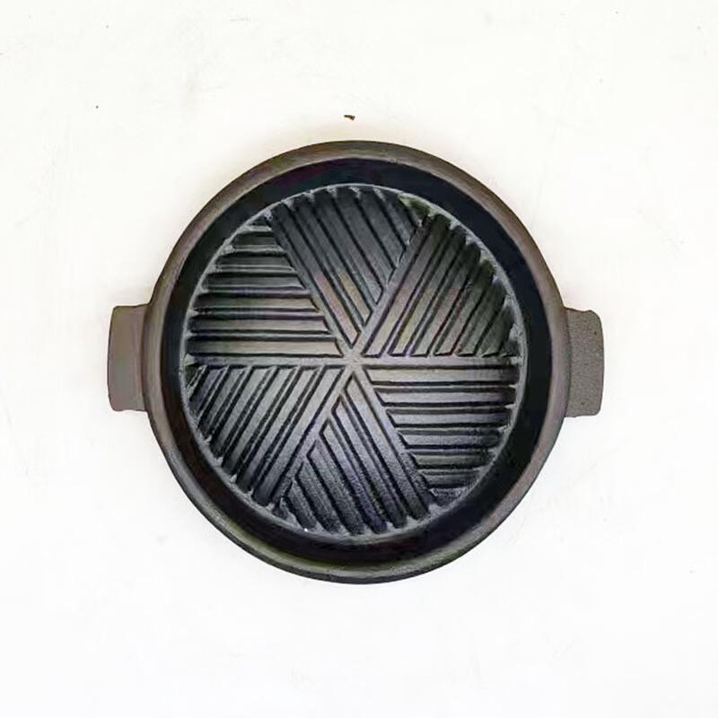 ZISIZ 20CM Cast Iron BBQ Grill Pan with Lid