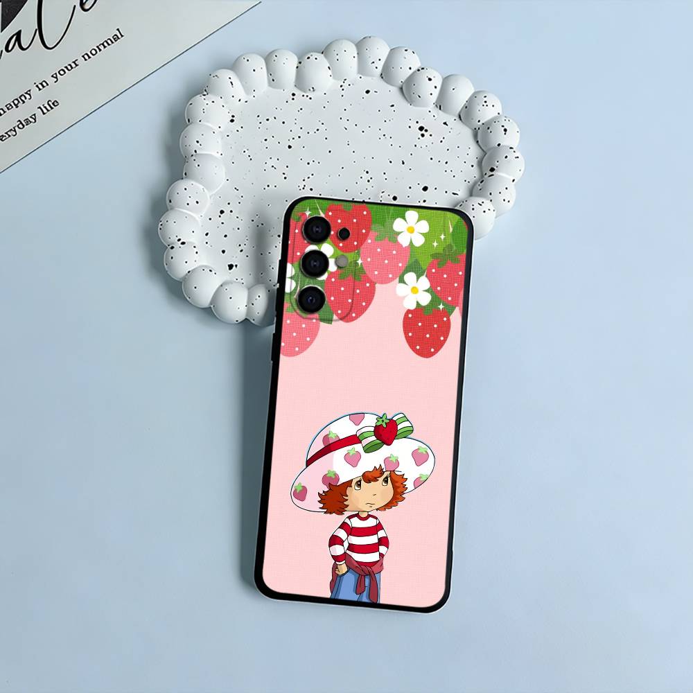 Pink S-Strawberry -S-Shortcake Phone Case For Samsung S25,S24,S21,S22,S23,S30,Ultra,S20,Plus,Fe,Lite,Black Soft Silicone