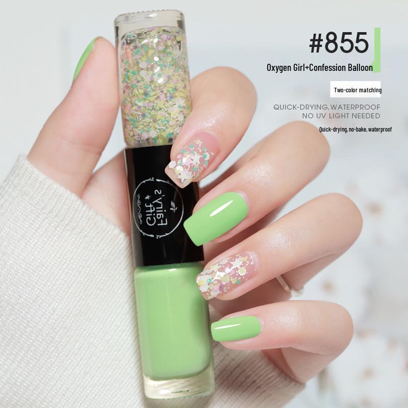 Dual-Color No-Bake Quick-Dry Waterproof Nail Polish - Long-Lasting & Non-Peeling for Autumn/Winter