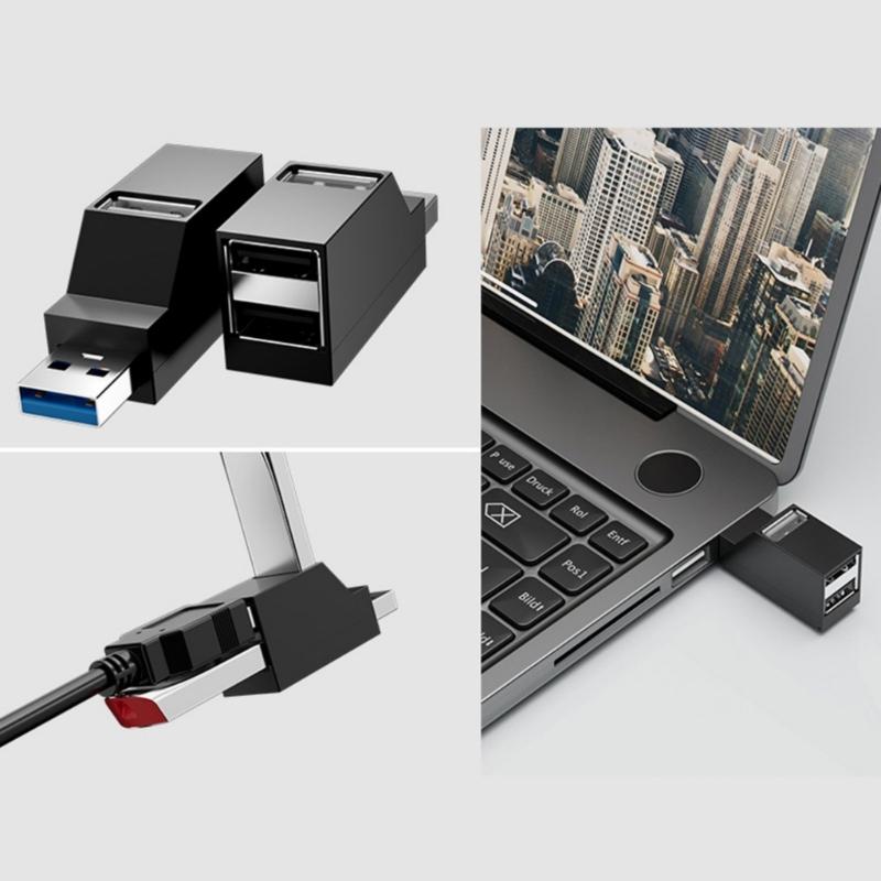 Portable USB Splitter 3 Port USB2.0 Hubs Adapter for Laptop Car Tablet Air and More