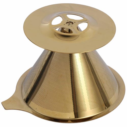 Uinfhyknd Double Wall Stainless Steel Titanium Gold Pour Over Coffee Dripper Filter with Cup Stand and Handle