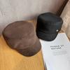 Simple Solid Color Gold Logo Decor Women Casual Suede Beret Hat Fall For