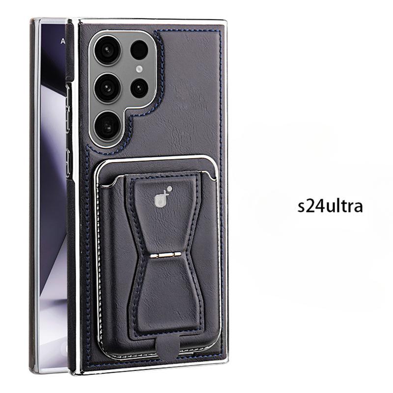 Applicable To Samsung S24Ultra Mobile Phone Case, Card Bag Holder, Magnetic Charging Galaxy23Plus Business Men'S Leather Case