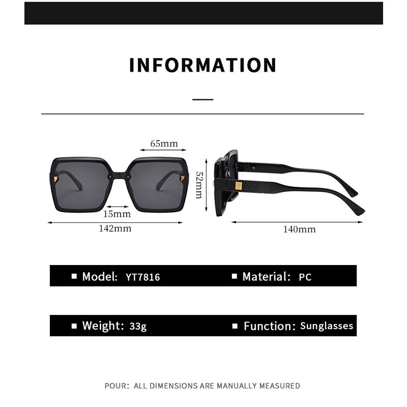 New Trendy Square Frame Sunglasses For Men And Women With High-end Personalized Uv-proof Fashion Sunglasses 7816