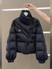 Warm Black Winter Coat Short Puffer Jacket Stylish Cotton Outerwear