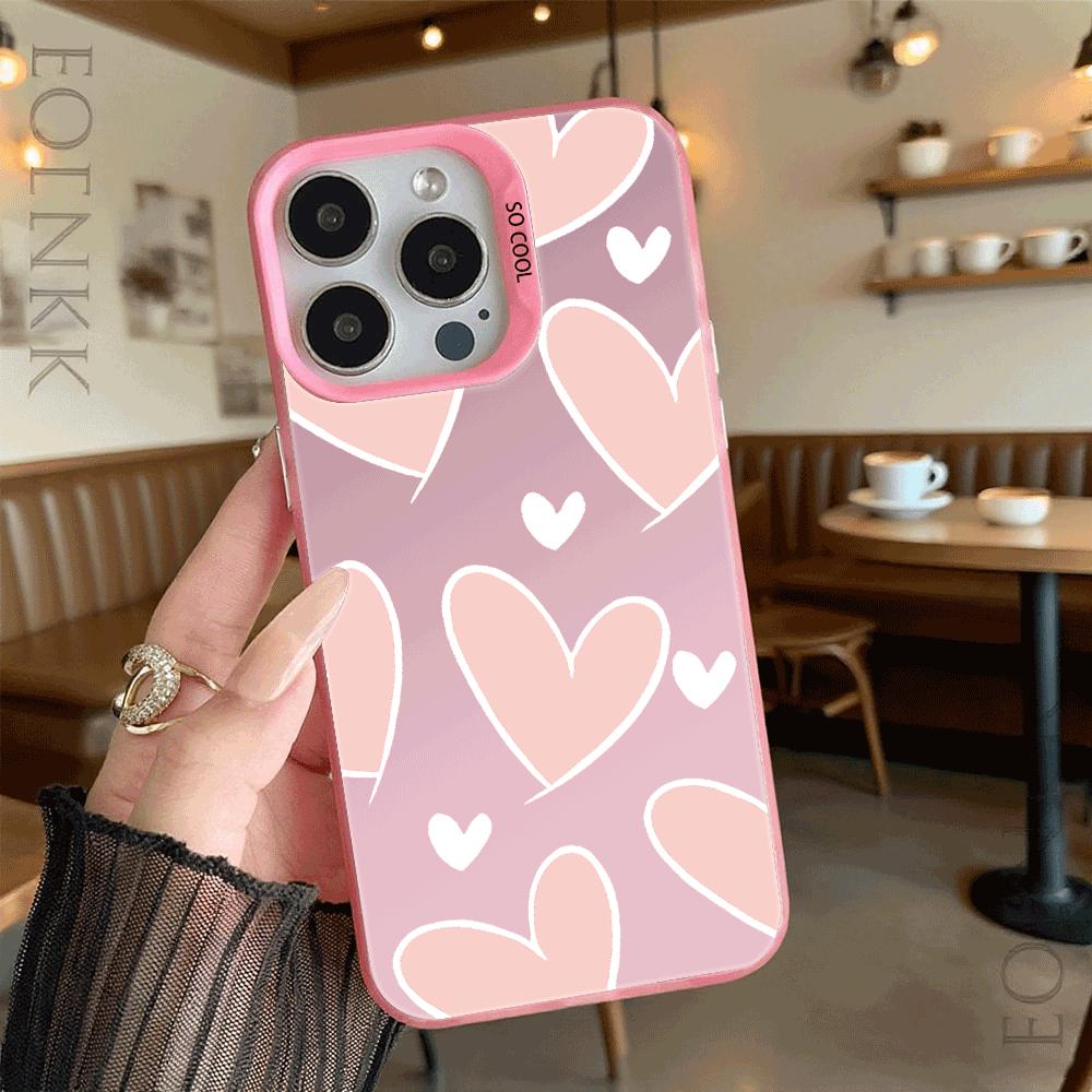 Pink Heart Pattern Hard Phone Case for Xiaomi Redmi Note 15 14 13 12 11 Pro Plus Shockproof Protective Cover