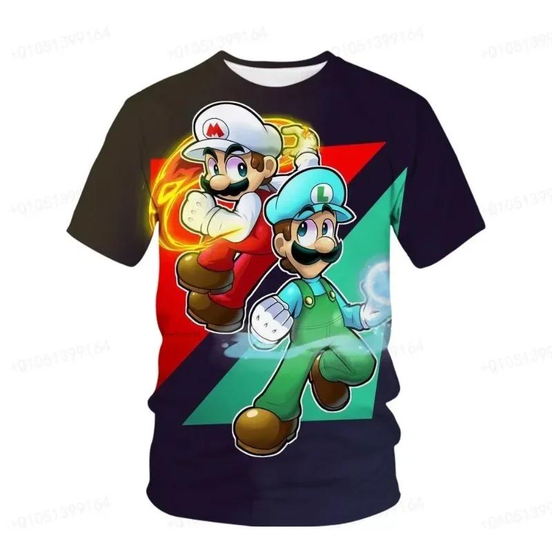 Camisetas de Moda de Manga Corta para Niños con Estampado 3D de Super Mario de Cuello Redondo - Tejido de Poliéster Suave de Elasticidad Media Ropa de Verano de Corte Relajado