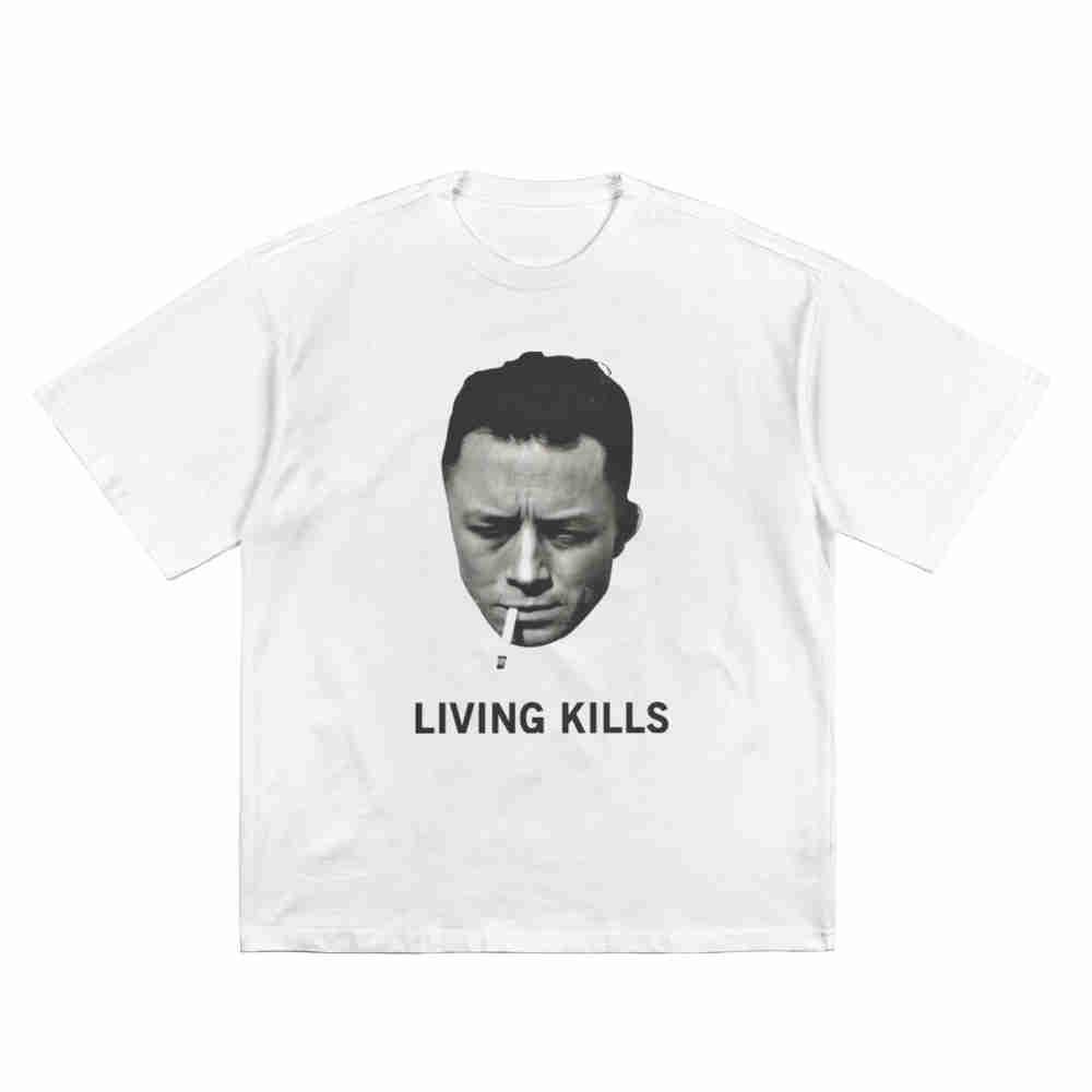 Albert Camus Vivre Tue Fumer T-shirt Manches Courtes 100% Coton