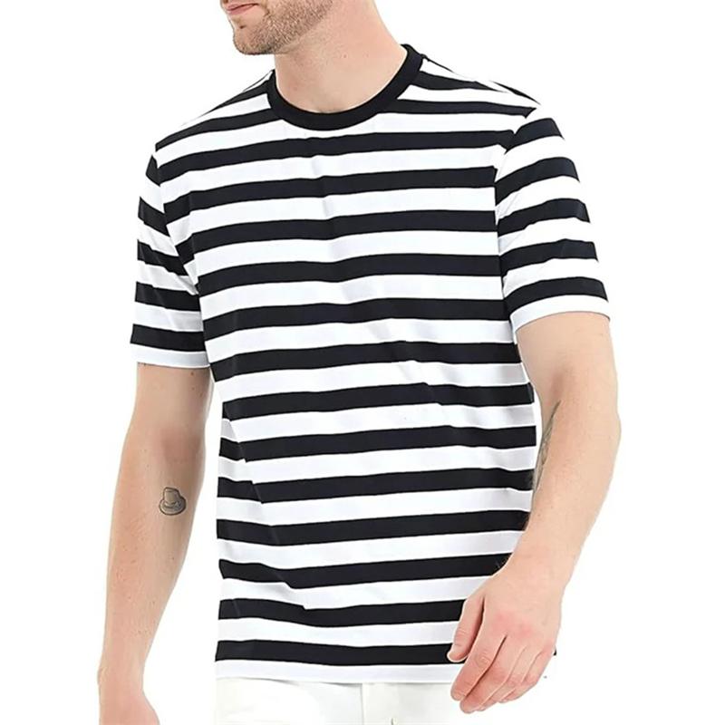 Simple Pinstripe Graphic T-Shirts Summer Casual 3D Printed Short Sleeve Fashion Streetwear Oversized Men's T-shirts