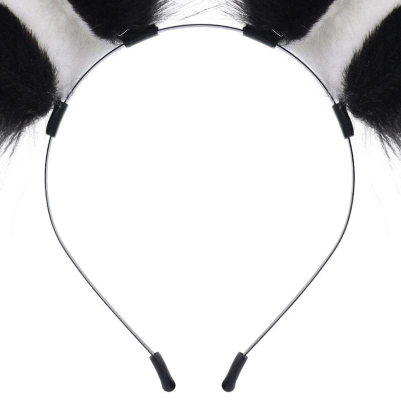 Damen Plüsch Pelzig Kaninchen Ohren Kopfschmuck Simulation Künstliche Hasenohren Haarreif Halloween Cosplay Kostüm