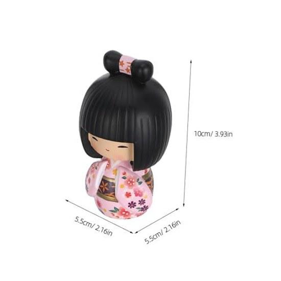 NUOBESTY Japanese Kokeshi Doll Kimono Collectible Figurine Asian Geisha Traditional Craft Girl Statue Desktop Decoration Restaurant