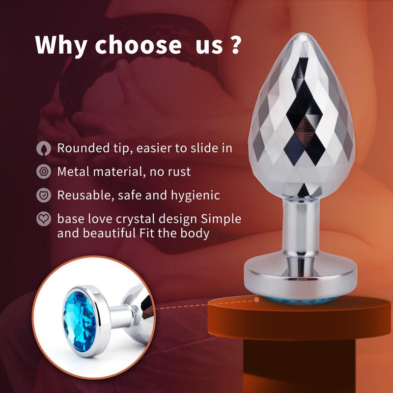 New Couples Small Anal Plug Round Shaped Crystal Metal Butt Plug Stimulator Prostate Massager Anus Sex Toys For Women and Men