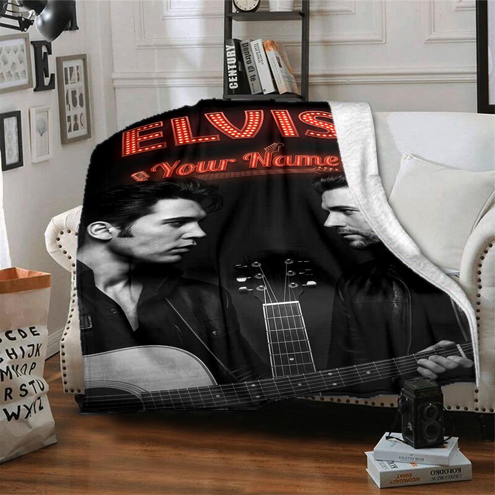 Elvis Presley Personalized Text Blanket Cozy Customizable Blanket Warmthful Decor Perfect for Home Decor Sofa Living Room Bedding