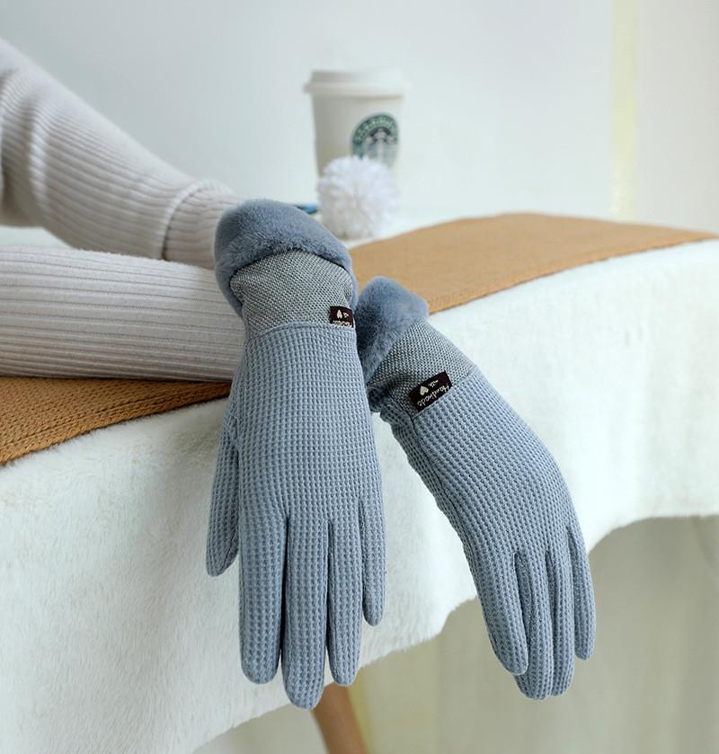 Snowflake Flannel Warm Gloves For Women With Touchscreen Functionality For Commuting