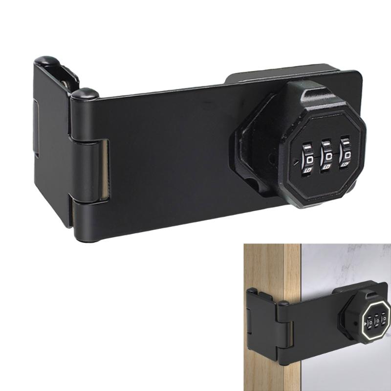 Security Slide Bolt with Build In Combination Lock 5inch Metal Hasp Multipurpose Door Lock for Cabinets & Small Door