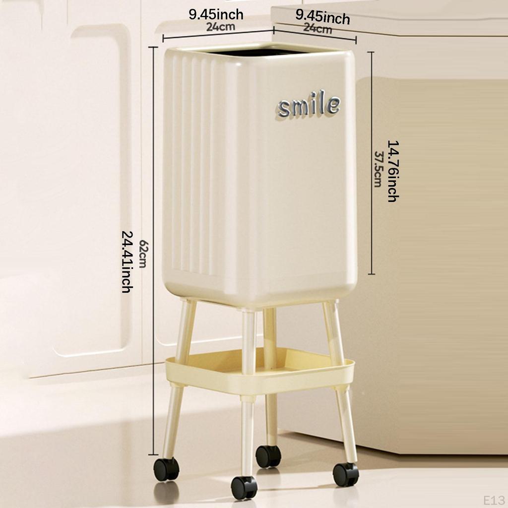 Modern Large Capacity Rolling Trash Can Without Lid for Office, Kitchen, Restaurant, Bathroom.